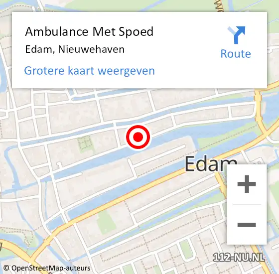 Locatie op kaart van de 112 melding: Ambulance Met Spoed Naar Edam, Nieuwehaven op 23 mei 2022 06:16