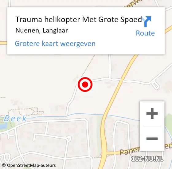 Locatie op kaart van de 112 melding: Trauma helikopter Met Grote Spoed Naar Nuenen, Langlaar op 23 mei 2022 06:38