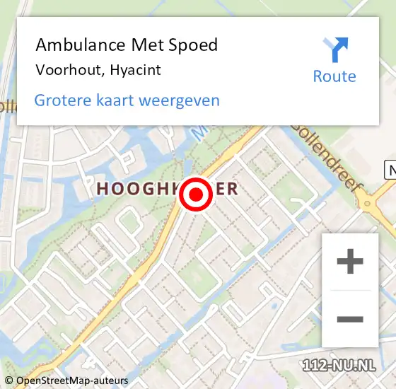 Locatie op kaart van de 112 melding: Ambulance Met Spoed Naar Voorhout, Hyacint op 23 mei 2022 07:29