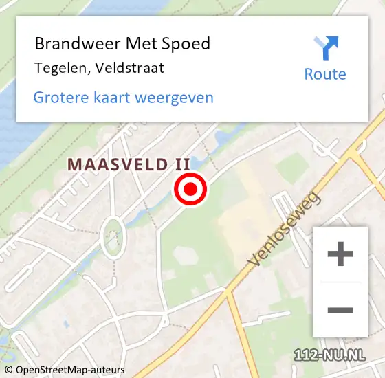 Locatie op kaart van de 112 melding: Brandweer Met Spoed Naar Tegelen, Veldstraat op 23 mei 2022 07:30