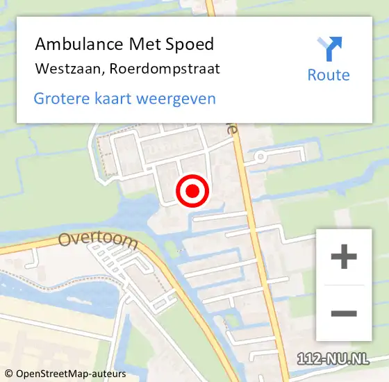 Locatie op kaart van de 112 melding: Ambulance Met Spoed Naar Westzaan, Roerdompstraat op 23 mei 2022 07:46