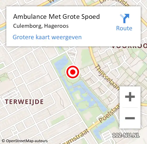 Locatie op kaart van de 112 melding: Ambulance Met Grote Spoed Naar Culemborg, Hageroos op 23 mei 2022 09:16