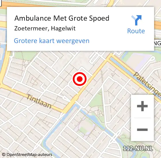 Locatie op kaart van de 112 melding: Ambulance Met Grote Spoed Naar Zoetermeer, Hagelwit op 23 mei 2022 09:43