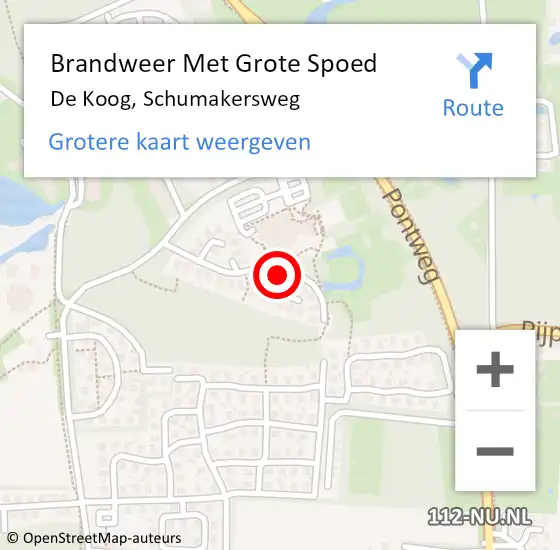 Locatie op kaart van de 112 melding: Brandweer Met Grote Spoed Naar De Koog, Schumakersweg op 23 mei 2022 09:43