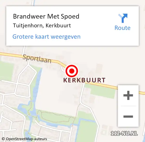 Locatie op kaart van de 112 melding: Brandweer Met Spoed Naar Tuitjenhorn, Kerkbuurt op 23 mei 2022 09:47