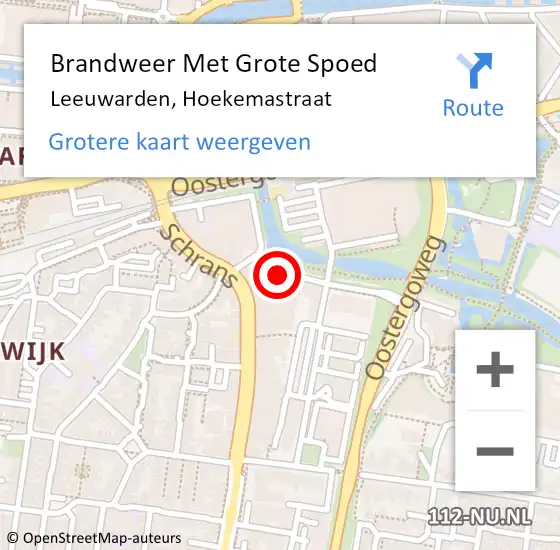 Locatie op kaart van de 112 melding: Brandweer Met Grote Spoed Naar Leeuwarden, Hoekemastraat op 23 mei 2022 09:49