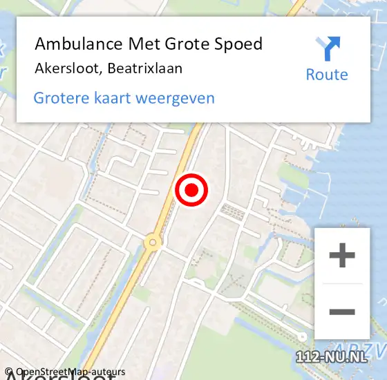 Locatie op kaart van de 112 melding: Ambulance Met Grote Spoed Naar Akersloot, Beatrixlaan op 23 mei 2022 10:05