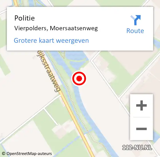 Locatie op kaart van de 112 melding: Politie Vierpolders, Moersaatsenweg op 23 mei 2022 10:13