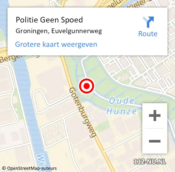 Locatie op kaart van de 112 melding: Politie Geen Spoed Naar Groningen, Euvelgunnerweg op 23 mei 2022 10:17