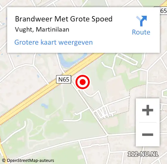 Locatie op kaart van de 112 melding: Brandweer Met Grote Spoed Naar Vught, Martinilaan op 23 mei 2022 10:29