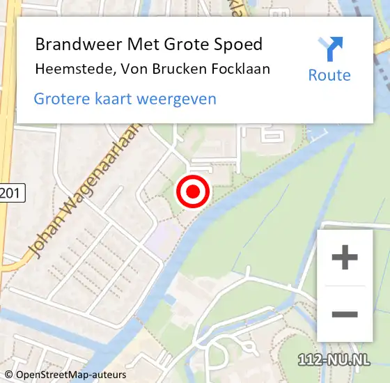 Locatie op kaart van de 112 melding: Brandweer Met Grote Spoed Naar Heemstede, Von Brucken Focklaan op 23 mei 2022 10:55