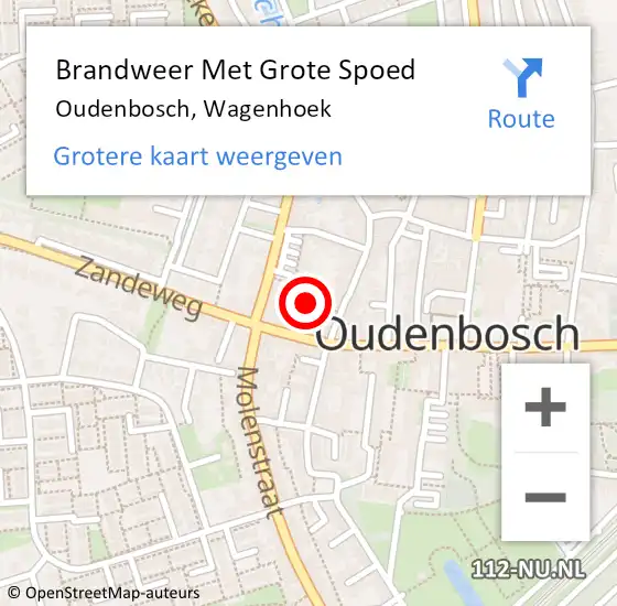 Locatie op kaart van de 112 melding: Brandweer Met Grote Spoed Naar Oudenbosch, Wagenhoek op 23 mei 2022 11:03