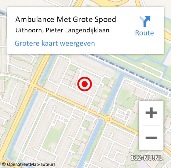 Locatie op kaart van de 112 melding: Ambulance Met Grote Spoed Naar Uithoorn, Pieter Langendijklaan op 23 mei 2022 11:18