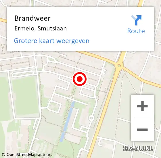 Locatie op kaart van de 112 melding: Brandweer Ermelo, Smutslaan op 23 mei 2022 11:29