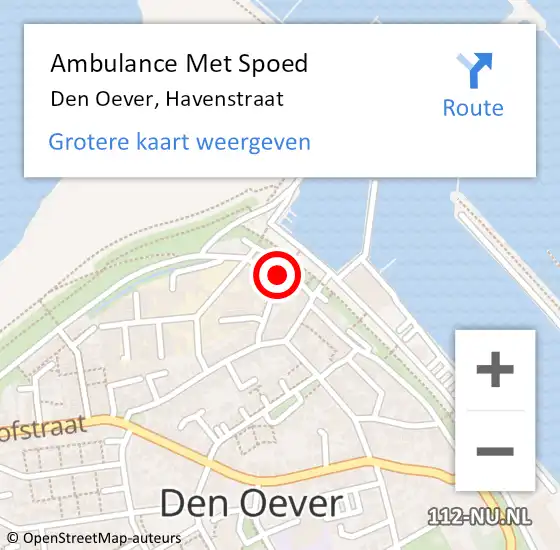 Locatie op kaart van de 112 melding: Ambulance Met Spoed Naar Den Oever, Havenstraat op 23 mei 2022 11:36