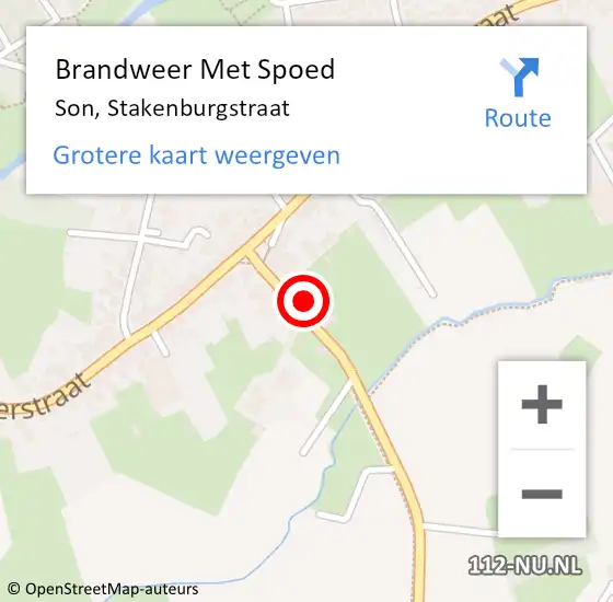 Locatie op kaart van de 112 melding: Brandweer Met Spoed Naar Son, Stakenburgstraat op 23 mei 2022 11:37