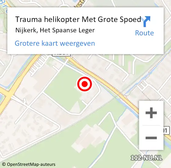 Locatie op kaart van de 112 melding: Trauma helikopter Met Grote Spoed Naar Nijkerk, Het Spaanse Leger op 23 mei 2022 11:42