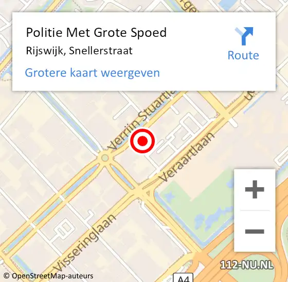 Locatie op kaart van de 112 melding: Politie Met Grote Spoed Naar Rijswijk, Snellerstraat op 23 mei 2022 12:08