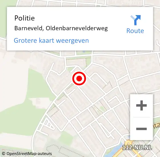 Locatie op kaart van de 112 melding: Politie Barneveld, Oldenbarnevelderweg op 23 mei 2022 12:29