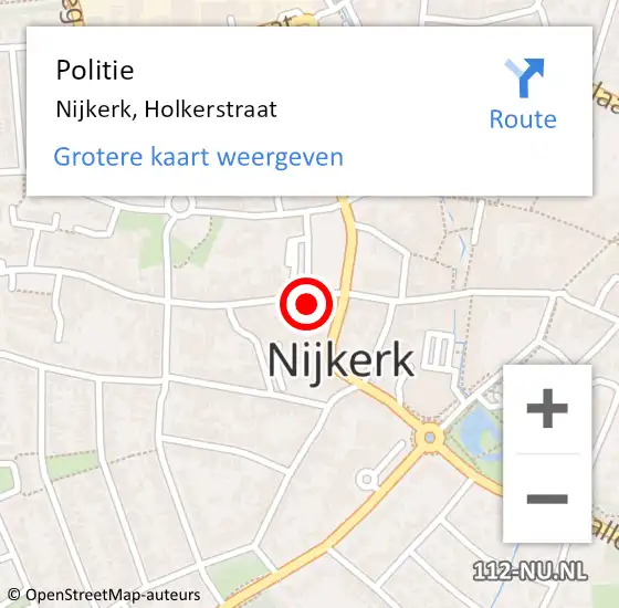 Locatie op kaart van de 112 melding: Politie Nijkerk, Holkerstraat op 23 mei 2022 12:50