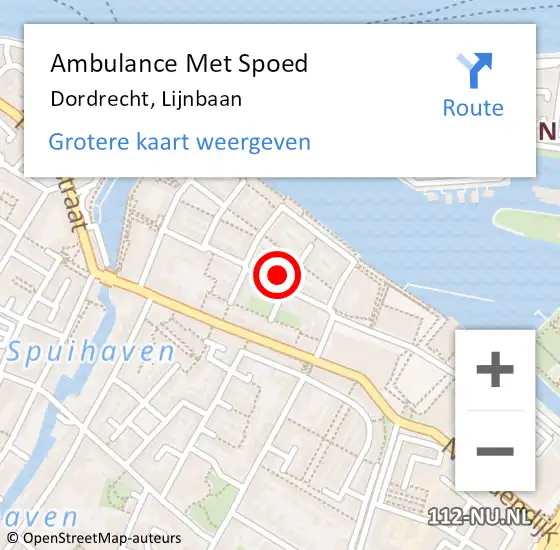 Locatie op kaart van de 112 melding: Ambulance Met Spoed Naar Dordrecht, Lijnbaan op 23 mei 2022 12:53