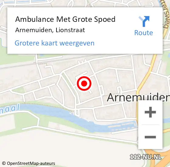 Locatie op kaart van de 112 melding: Ambulance Met Grote Spoed Naar Arnemuiden, Lionstraat op 18 juli 2014 08:36