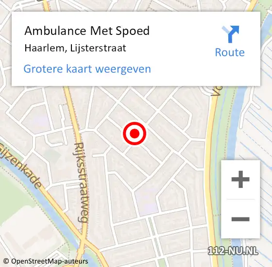 Locatie op kaart van de 112 melding: Ambulance Met Spoed Naar Haarlem, Lijsterstraat op 23 mei 2022 13:19