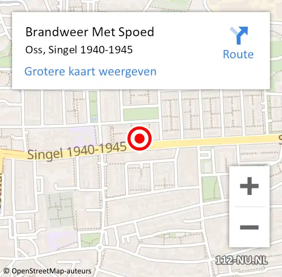 Locatie op kaart van de 112 melding: Brandweer Met Spoed Naar Oss, Singel 1940-1945 op 23 mei 2022 13:25