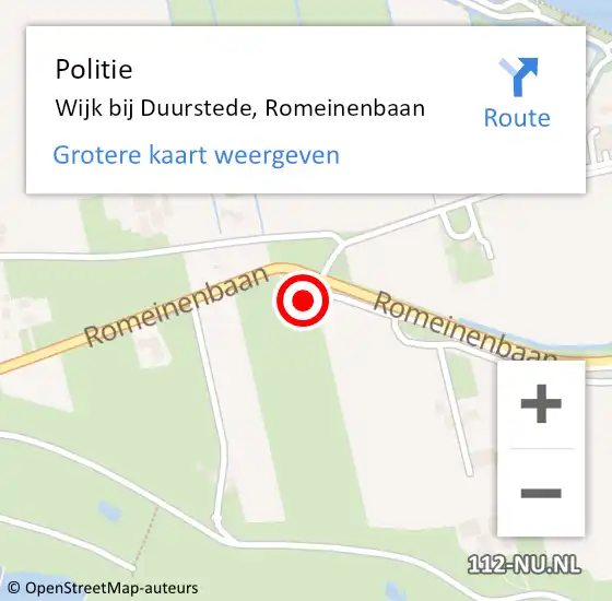 Locatie op kaart van de 112 melding: Politie Wijk bij Duurstede, Romeinenbaan op 23 mei 2022 13:33