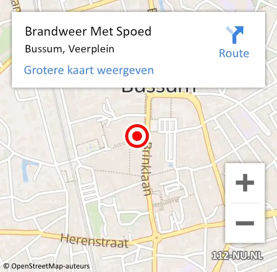 Locatie op kaart van de 112 melding: Brandweer Met Spoed Naar Bussum, Veerplein op 23 mei 2022 13:57