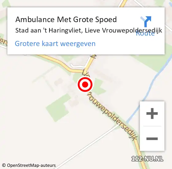 Locatie op kaart van de 112 melding: Ambulance Met Grote Spoed Naar Stad aan 't Haringvliet, Lieve Vrouwepoldersedijk op 23 mei 2022 13:59