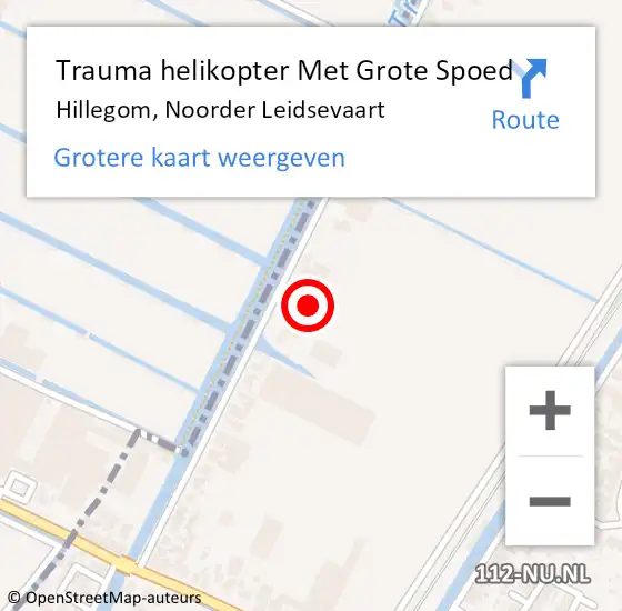 Locatie op kaart van de 112 melding: Trauma helikopter Met Grote Spoed Naar Hillegom, Noorder Leidsevaart op 23 mei 2022 14:14