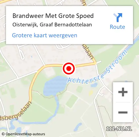 Locatie op kaart van de 112 melding: Brandweer Met Grote Spoed Naar Oisterwijk, Graaf Bernadottelaan op 23 mei 2022 14:19