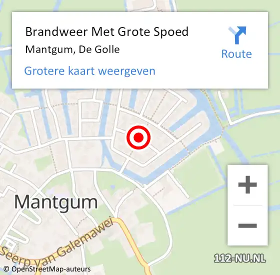 Locatie op kaart van de 112 melding: Brandweer Met Grote Spoed Naar Mantgum, De Golle op 23 mei 2022 14:29