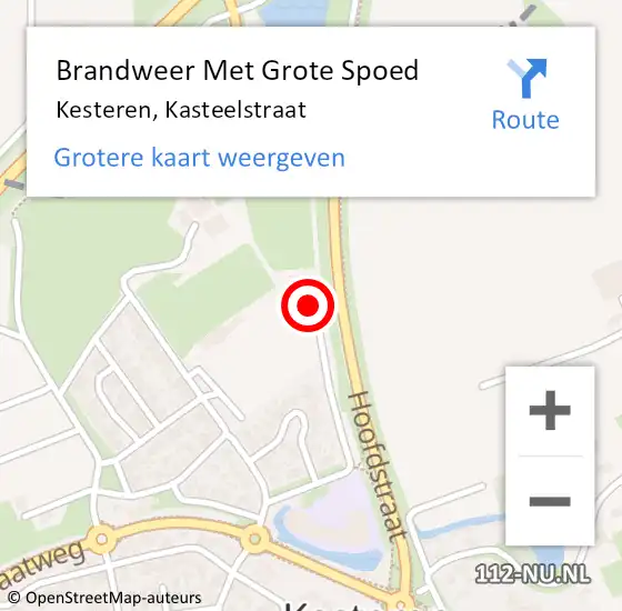 Locatie op kaart van de 112 melding: Brandweer Met Grote Spoed Naar Kesteren, Kasteelstraat op 23 mei 2022 14:31