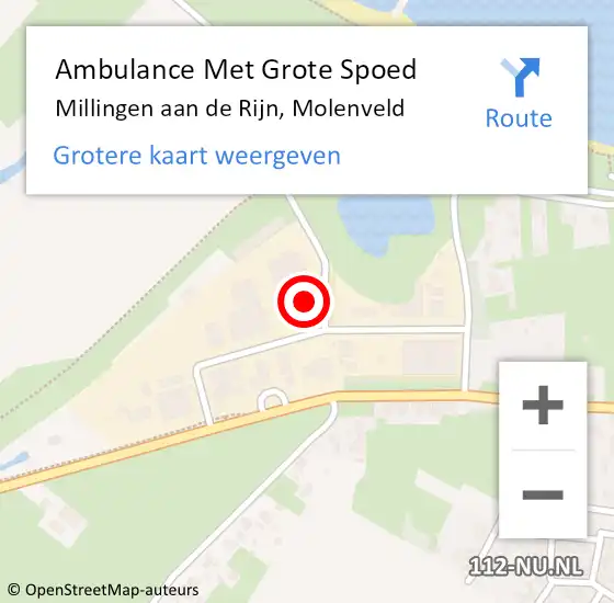 Locatie op kaart van de 112 melding: Ambulance Met Grote Spoed Naar Millingen aan de Rijn, Molenveld op 23 mei 2022 14:37