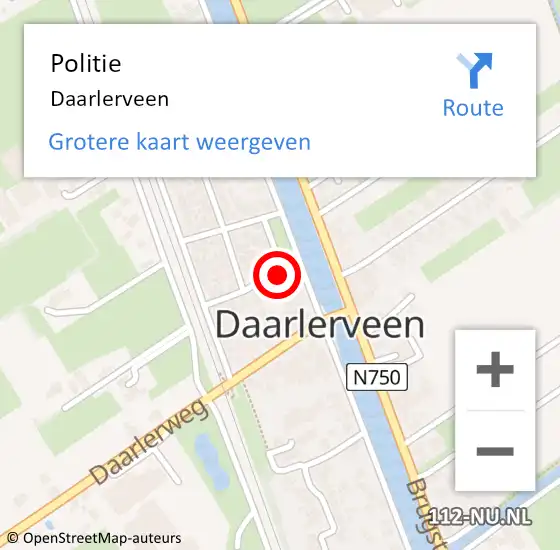 Locatie op kaart van de 112 melding: Politie Daarlerveen op 23 mei 2022 15:07