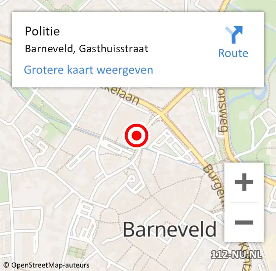 Locatie op kaart van de 112 melding: Politie Barneveld, Gasthuisstraat op 23 mei 2022 15:21