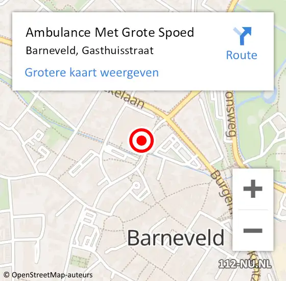 Locatie op kaart van de 112 melding: Ambulance Met Grote Spoed Naar Barneveld, Gasthuisstraat op 23 mei 2022 15:22