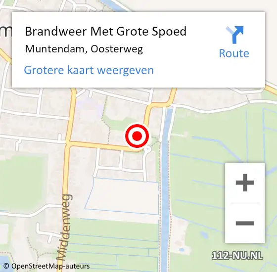 Locatie op kaart van de 112 melding: Brandweer Met Grote Spoed Naar Muntendam, Oosterweg op 23 mei 2022 15:23
