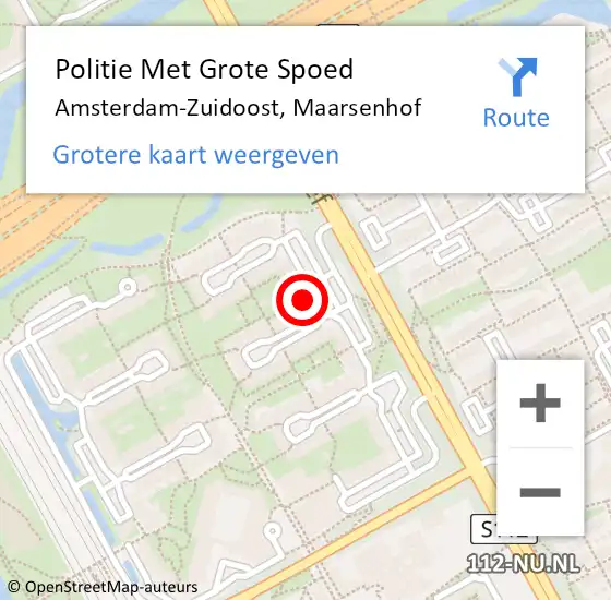 Locatie op kaart van de 112 melding: Politie Met Grote Spoed Naar Amsterdam-Zuidoost, Maarsenhof op 23 mei 2022 15:45