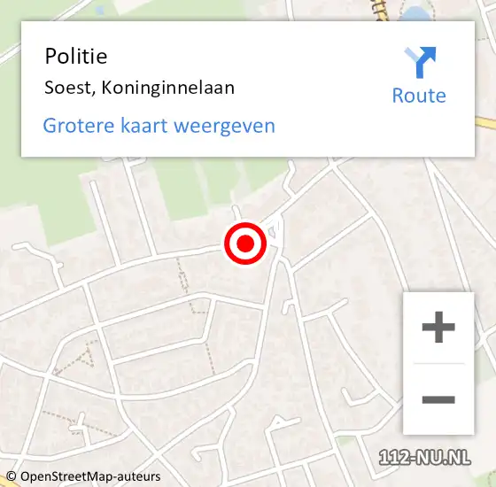 Locatie op kaart van de 112 melding: Politie Soest, Koninginnelaan op 23 mei 2022 15:54