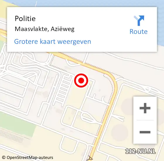 Locatie op kaart van de 112 melding: Politie Maasvlakte, Aziëweg op 23 mei 2022 16:00