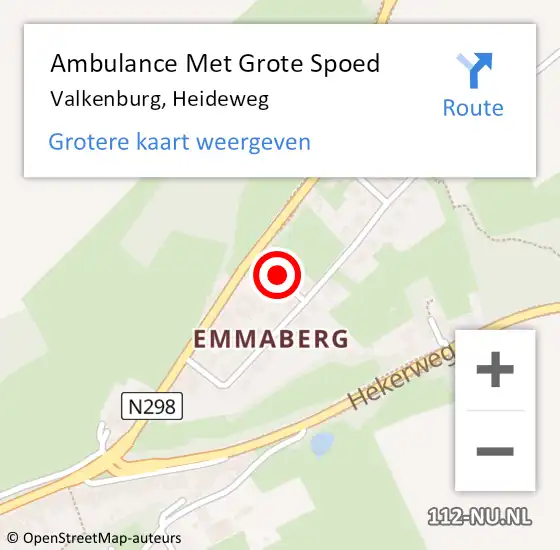 Locatie op kaart van de 112 melding: Ambulance Met Grote Spoed Naar Valkenburg, Heideweg op 18 juli 2014 08:57