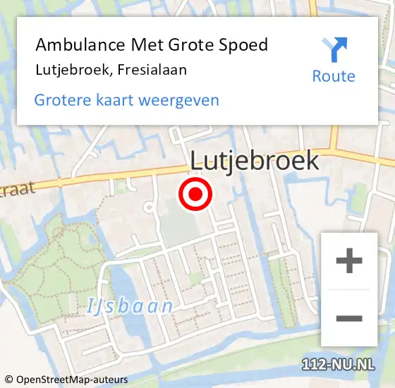 Locatie op kaart van de 112 melding: Ambulance Met Grote Spoed Naar Lutjebroek, Fresialaan op 23 mei 2022 16:08