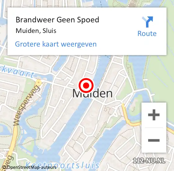 Locatie op kaart van de 112 melding: Brandweer Geen Spoed Naar Muiden, Sluis op 23 mei 2022 16:21