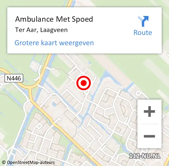 Locatie op kaart van de 112 melding: Ambulance Met Spoed Naar Ter Aar, Laagveen op 18 juli 2014 08:58