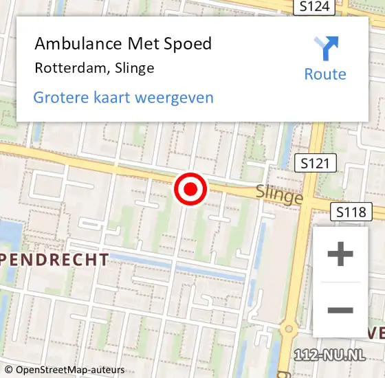 Locatie op kaart van de 112 melding: Ambulance Met Spoed Naar Rotterdam, Slinge op 23 mei 2022 16:23