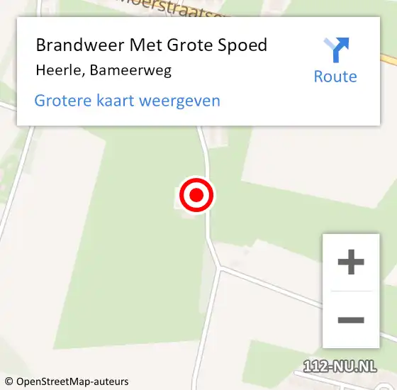 Locatie op kaart van de 112 melding: Brandweer Met Grote Spoed Naar Heerle, Bameerweg op 23 mei 2022 16:56