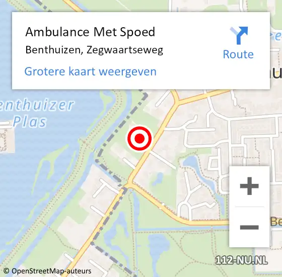 Locatie op kaart van de 112 melding: Ambulance Met Spoed Naar Benthuizen, Zegwaartseweg op 23 mei 2022 17:01